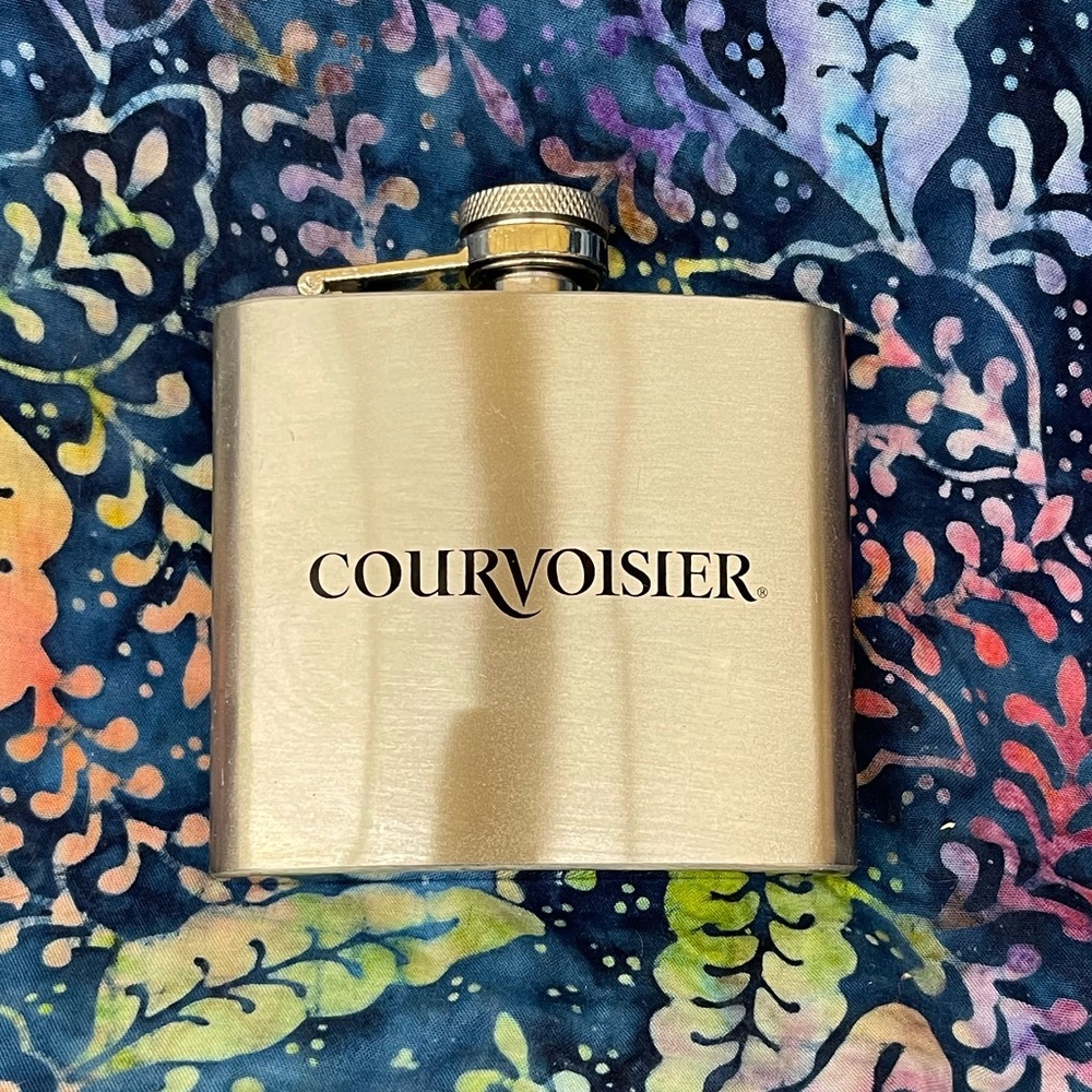 Courvoisier Cognac Stainless Steel 4 ounce hip flask